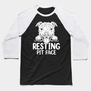 Resting Pit Face - Pitbull Baseball T-Shirt